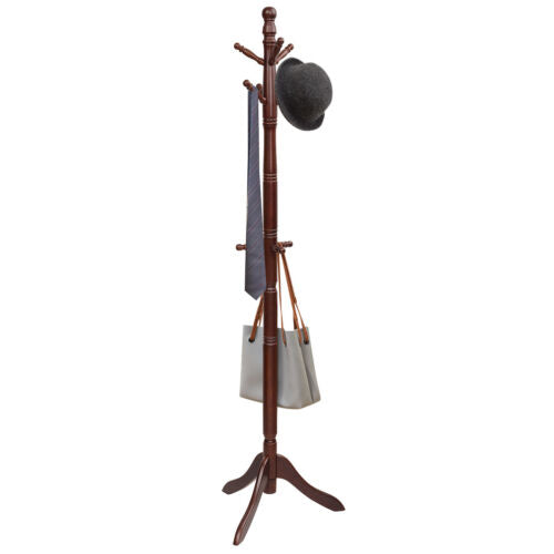 Adjustable Standing Wooden Coat Rack with 9 Hooks - Walnut (HW65614BN)